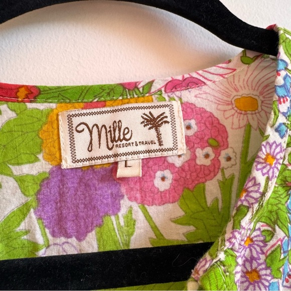 Mille Daisy Blouse Summer Garden Green Pink Floral Large - Picture 5 of 6